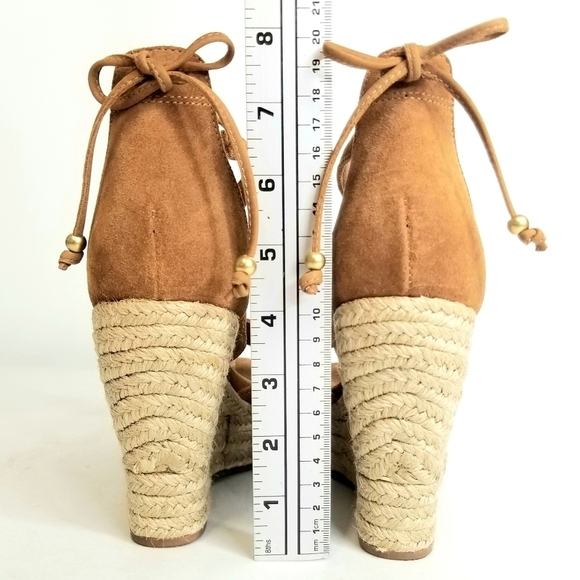 UGG Reagan Peep Toe Suede Jute Platform Espadrille Wedge Tan Brown Sandals, 10 - Picture 8 of 10